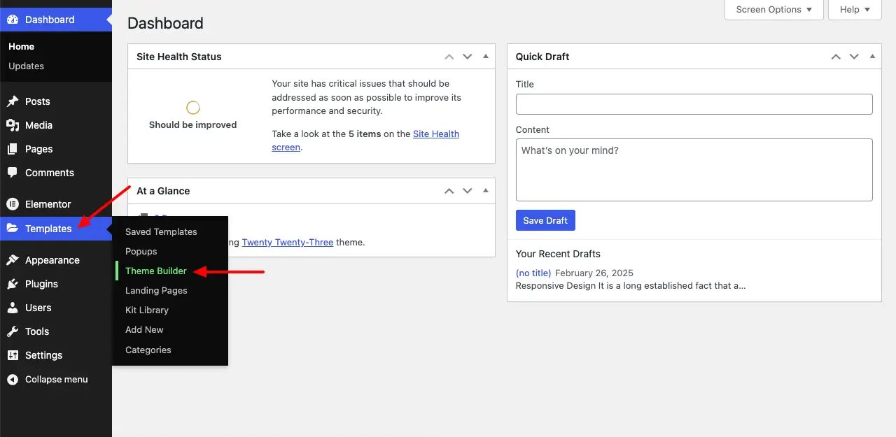 How to Create a Sticky Header Using Elementor 2 Go to Theme Builder