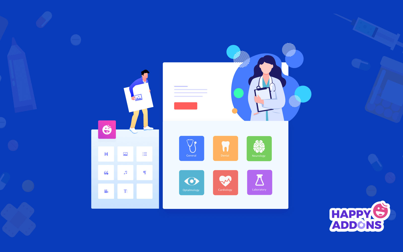 Medical website using elementor and happy addons