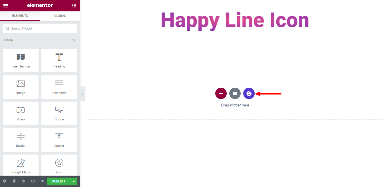 How to Add Happy Line Icon to Your Elementor Website 4 Click on the Happy Template