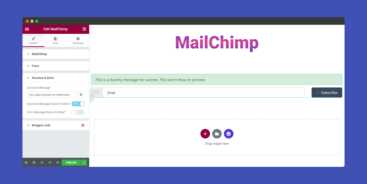 MailChimp Form 8 Content Message