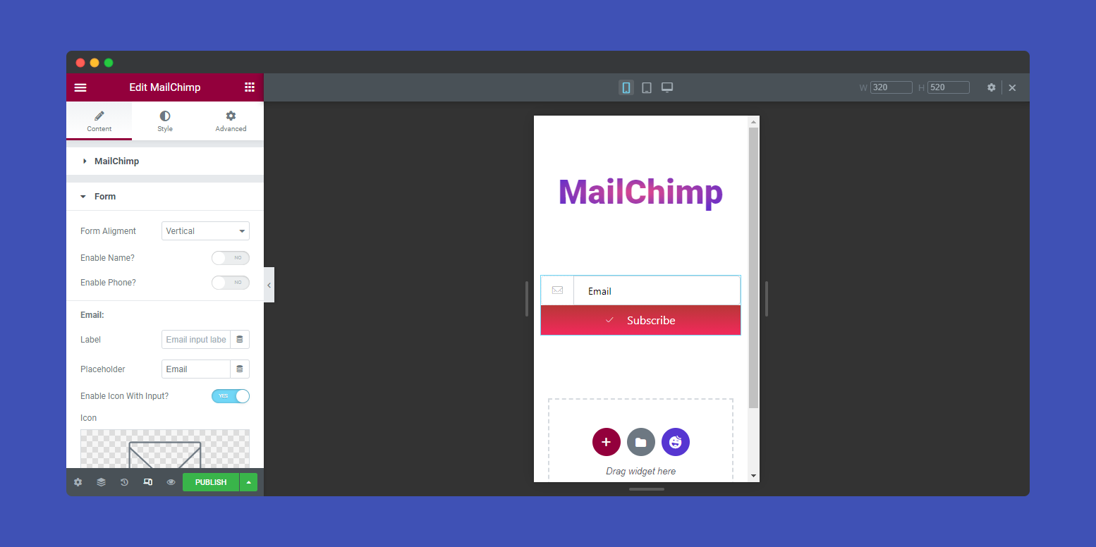 MailChimp Form 7 Vertical Form MailChimp