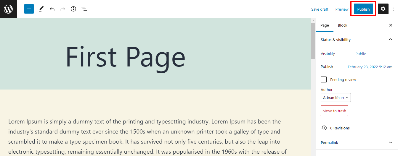 How to Create a New Page on WordPress (A Complete Tutorial) 16 Click the publish button