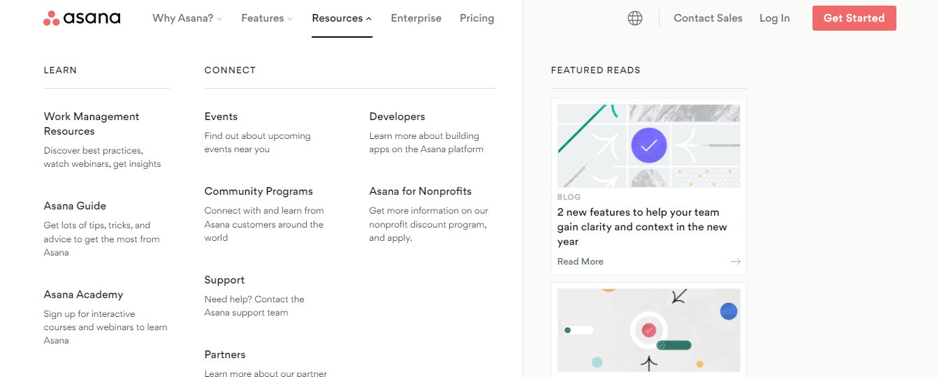 12+ Well-Designed Mega Menu Examples 6 Asana Mega Menu