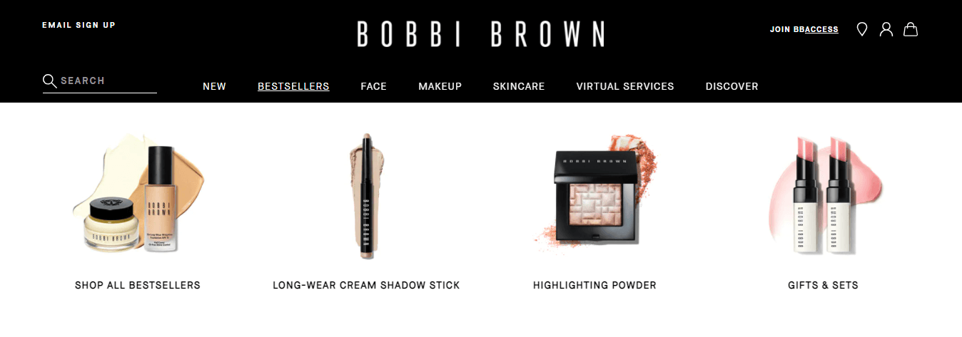 12+ Well-Designed Mega Menu Examples 7 Bobbi Brown Mega Menu