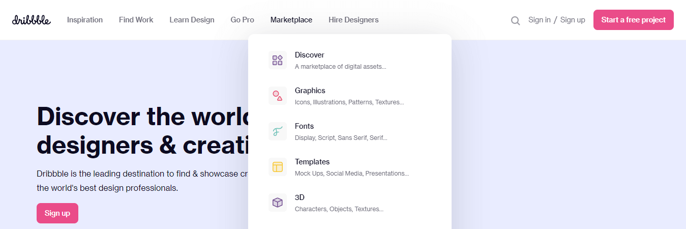 12+ Well-Designed Mega Menu Examples 2 Dribbble Mega Menu