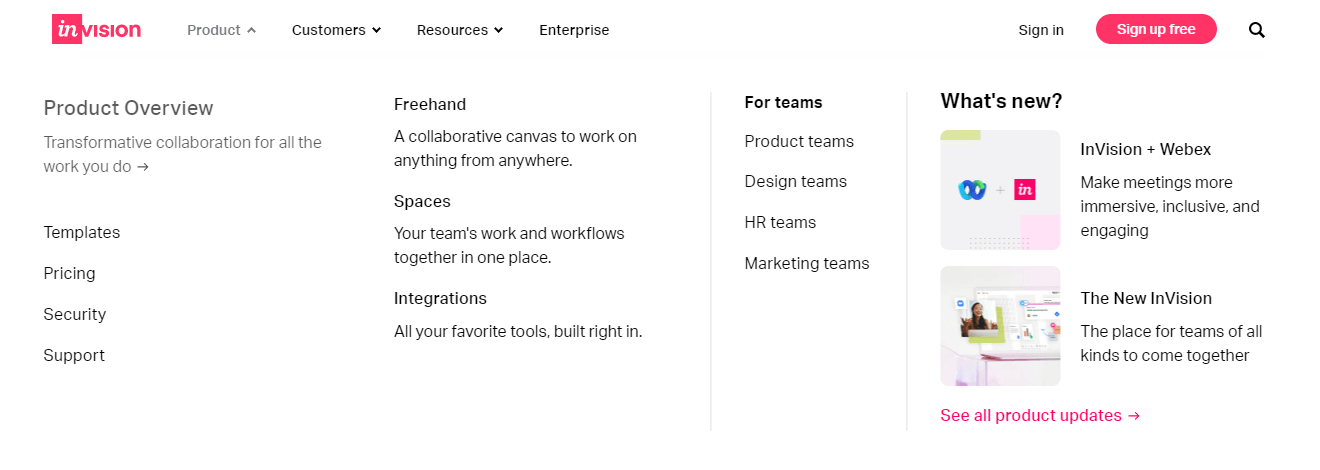 12+ Well-Designed Mega Menu Examples 1 InVision Mega Menu