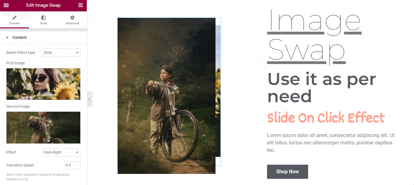 Image Swap 3 Slide Effect Type