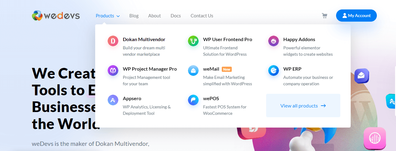 12+ Well-Designed Mega Menu Examples 3 weDevs Mega Menu
