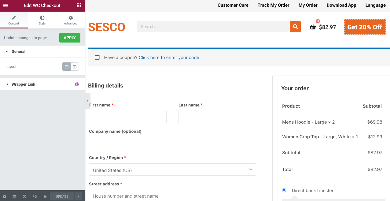 How to Customize WooCommerce Checkout Page with Elementor and HappyAddons 5 Customize WooCommerce Checkout Page with Elementor