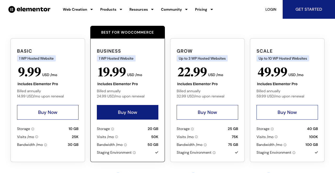 Elementor vs Elementor Pro: A Detailed Comparison 7 Pricing plan of Elementor Cloud Hosting