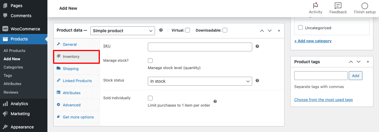 How to Add Products in WooCommerce Store: Step-by-Step Guide 5 Inventory tab in WooCommerce