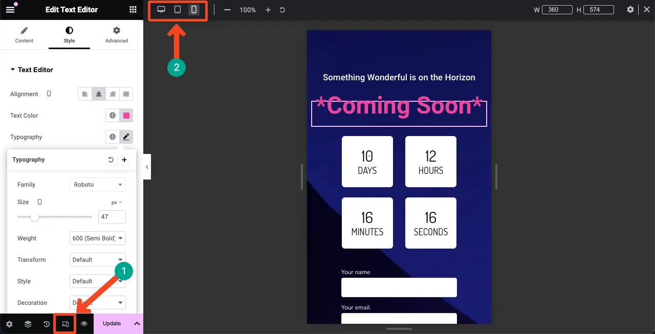 How to Create a Coming Soon Page with Elementor in WordPress 27 Make the Coming Soon Page Mobile Responsive