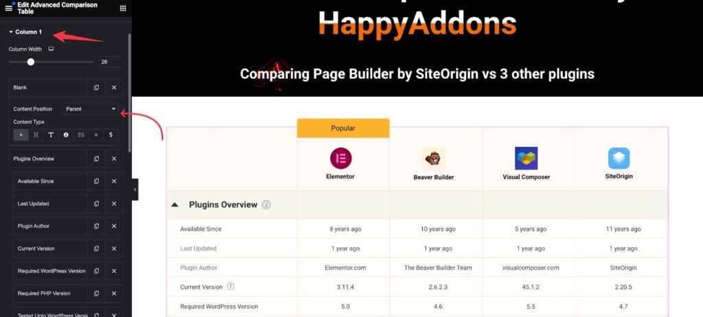 Advanced Comparison Table 4 image