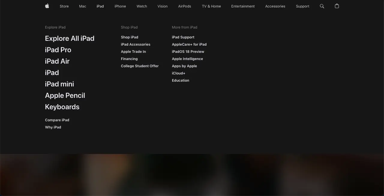 12+ Well-Designed Mega Menu Examples 14 Apple mega menu