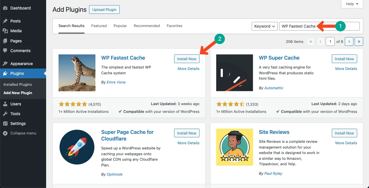 How to Fix WordPress Fatal Error - 8 Proven Methods You Should Try 8 Install the WP Fastest Cache plugin on your site
