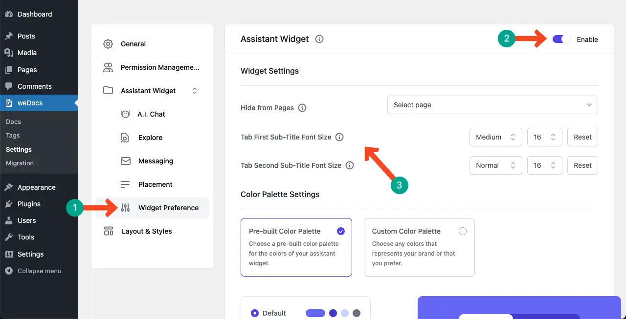 How to Design a Knowledge Base in WordPress 14 Enable the assistant widget option
